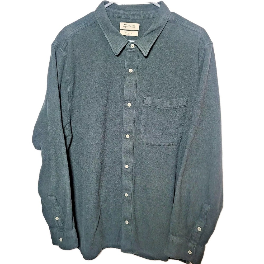 Madewell Shirt Mens XXL Green‎ Flannel Perfect Fit Button Up Long Sleeves Active
